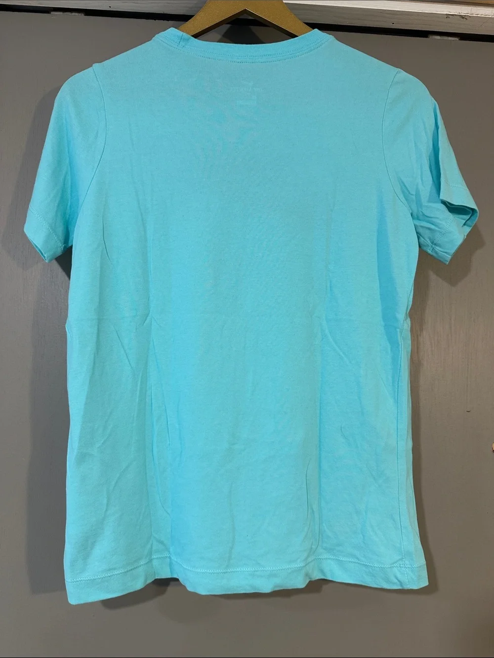 Nike Dri-Fit Tennis Tee Women’s Large Aqua Black Fuzzy Swoosh Shirt